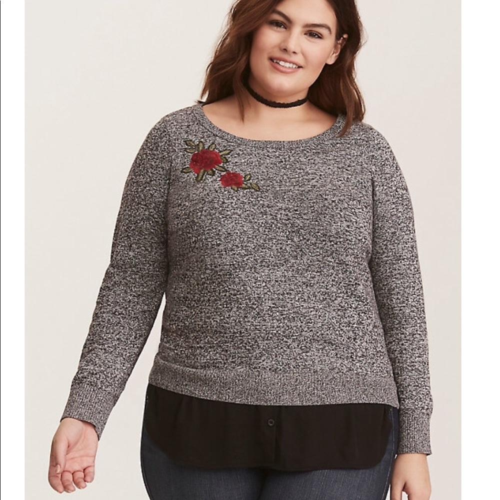 Torrid layered embroidered sweater Size 00